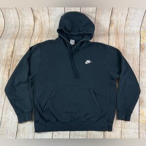 Mens Nike Club Hoodie Pull Over Black Sweatshirt BV2654-010 Size Large